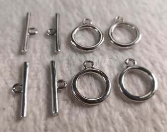 20 sets Rhodium Plated Toggle Clasps Charms ,Toggle Clasps Jewelry ,Metal Circle Toggles Clasps ,Bracelet End Clasp ,Wholesale