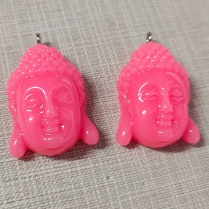 10pcs Resin Buddha Head Charms ,Pink Buddha Charm ,Buddha Charms ,Buddhist Jewelry ,20x31mm Buddha Pendant , Yoga Jewelry, Wholesale