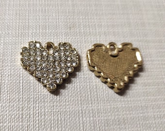 5 pcs  Rhinestone Heart Charms , 21x19mm Heart Charms , Love Charms , Clear Crystal Rhinestone Pave Heart Charm ,Findings ,C-257