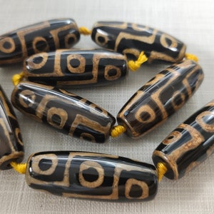 15x40mm Tibetan DZI Drum Barrel Beads ,Dzi Agate Oval Beads ,9 Eye dzi Beads ,4pcs or 8pcs To Choices,Tibetan Beads ,AR-366