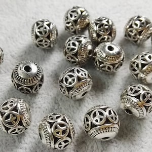 30pcs Metal Spacer Beads, Tibetan Beads ,Tibetan Style Beads ,Antique silver Beads,  8mm 10mm Metal Round Beads , Wholesale Beads