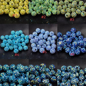 8mm Shiny AB Rhinestone Disco Ball Beads ,Micro Pave Beads, Multicolor Disco Balls ,Polymer Clay Beads ,20 - 100pcs Optional, Wholesale