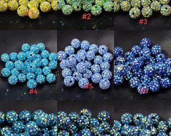 8mm Shiny AB Rhinestone Disco Ball Beads ,Micro Pave Beads, Multicolor Disco Balls ,Polymer Clay Beads ,20 - 100pcs Optional, Wholesale