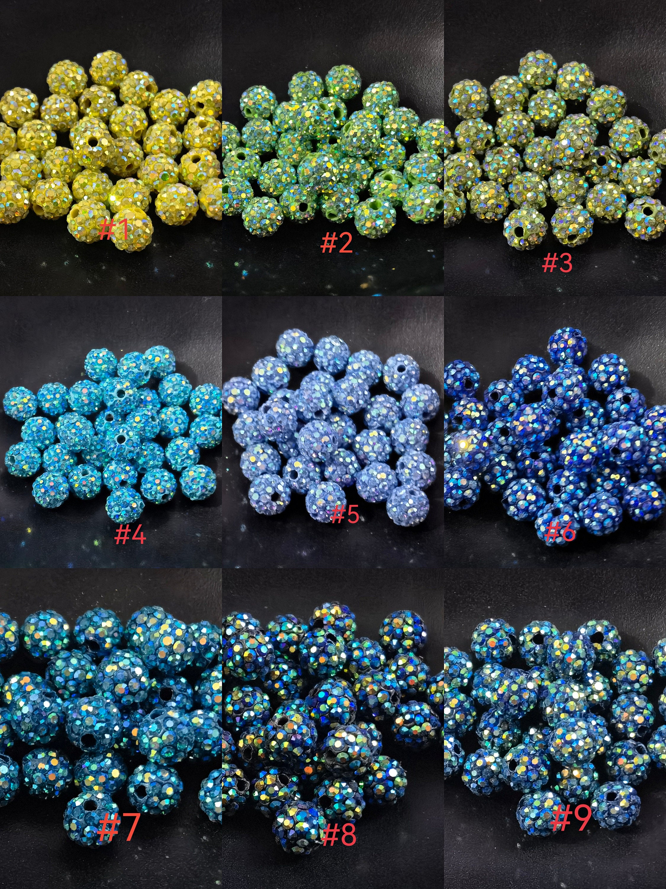 50-100pcs/lot 10mm Bright Green Rhinestone Clay Disco Ball Beads, Clay  Beads
