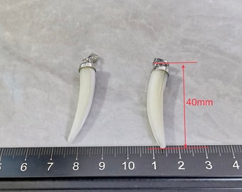 Mother Of Pearl Tooth Pendant ,40mm Tooth Charms ,Elephant Tooth Charms ,Horn Tooth Pendant Italian Horn Charm ,5 - 30pcs Bulk Lot Optionas