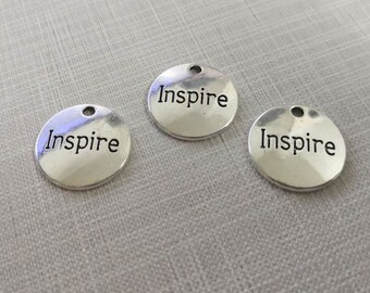 25 st Inspire-berlocker, antika silverberlocker, Inspire-hänge, 20 x 20 mm ordberlocker, inspirerande berlock, grossist