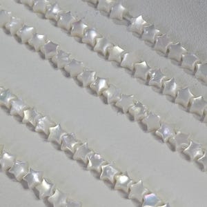 Natürliche weiße Perlmutt-Sternperlen, 5 mm Muschel-Sternperlen, weiße Hauch-Sternperlen, 5 Stück - 100 Stück Muschelschmucksachen, BA-1675