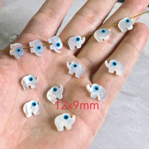5 - 30pcs Mother Of Pearl Elephant Beads, Lucky Elephant Beads , 9x12mm Elephant Jewelry ,Hole 0.8mm ,Wholesale , BA460