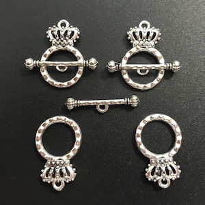 30 sets Crown Toggle Clasps Charms , Toggle Clasps Jewelry ,Metal Circle Toggles Clasps ,Bracelet End Clasp ,Wholesale
