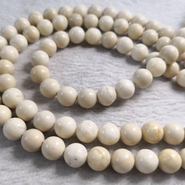 1 Full Strand 8mm 10mm River Stone Beads , Smooth Round  Beads , Beading Strands , White Natural Stone Beads , Wholesale Beads