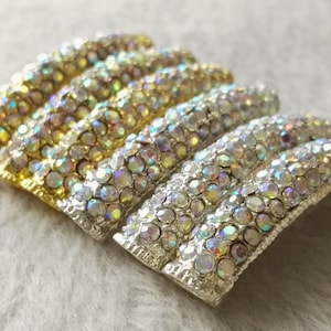 10pcs Rhinestone Curved Tube Connector , Metal bar connector ，Rhinestone bar connector infinite necklace honest bracelet , Connector