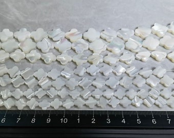 White Mother Of Pearl Four Leaf Clover Beads ,Four Leaf Clover ,Shell Beads ,8 - 15mm Bulk Lot Options ,Findings ,BA- 1257