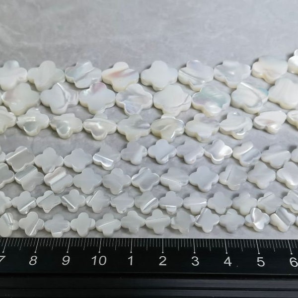 White Mother Of Pearl Four Leaf Clover Beads ,Four Leaf Clover ,Shell Beads ,8 - 15mm Bulk Lot Options ,Findings ,BA- 1257