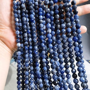 1 Full Strand Blue Agate Beads ,Faceted Round Agate Beads , 6mm 8mm 10mm Agate For Jewelry Making ,LA- 1303