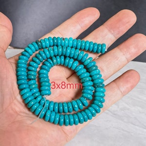 15’’  Smooth Turquoise Roundels Beads ,3x8mm Rondelle Turquoise Beads ,Turquoise Gemstone DIY Jewelry Making , UA- 1086