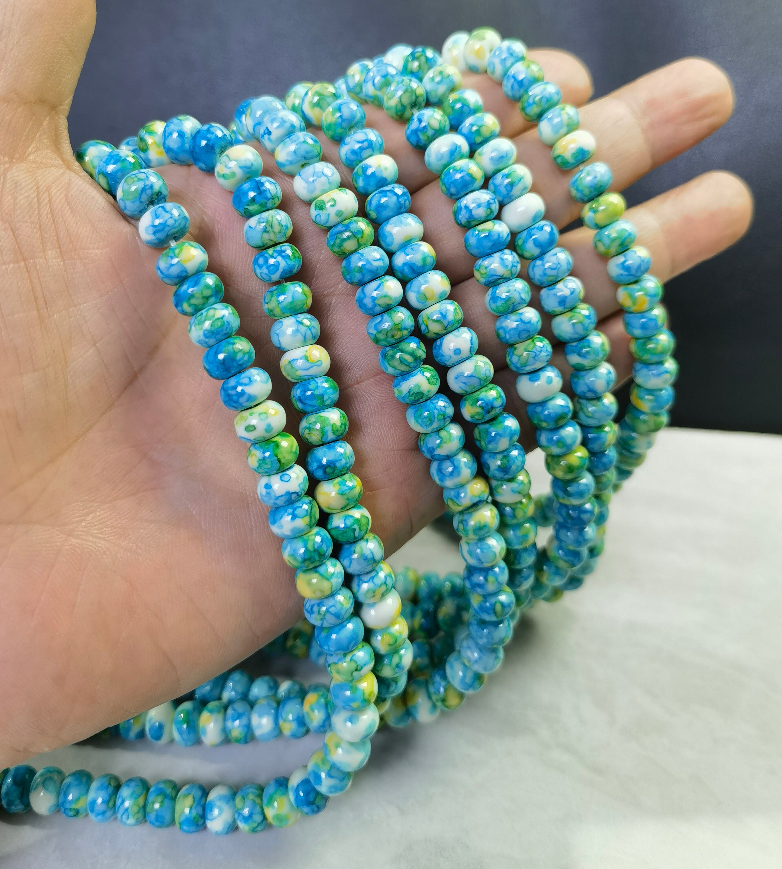 Perline Di Pietra Preziosa Rotonda Sfaccettata In Giada Bianca - Foto 4