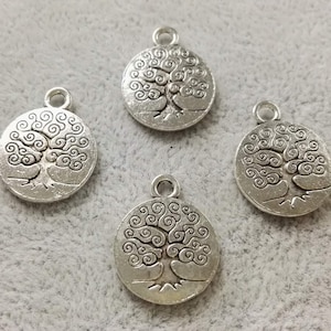 30pcs Double Sided Tree of life Charms, Tree Of Life Colgante, Antique Silver Tree Charm, 15x19mm Tree Charm, Hallazgos, al por mayor