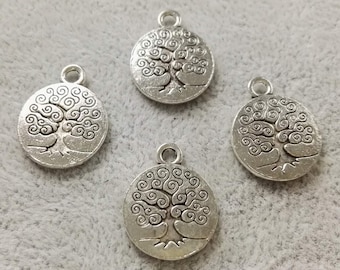 30pcs Double Sided Tree of life Charms ,Tree Of Life Pendant , Antique Silver Tree Charm , 15x19mm Tree Charm , Findings ,Wholesale