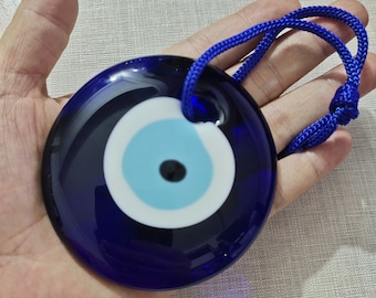 1 stuk grote blauwe boze oog muur hangen, blauw glas boze oog Home decor, Griekse boze oog, 8cm boze oog decor.