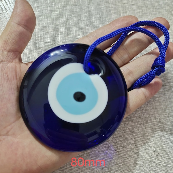 1 Piece Large Blue Evil Eye wall hanging ,Blue Glass Evil Eye Home Decor, Greek Evil Eye ,8cm Evil Eye Decor .