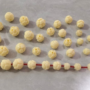20pcs - 100pcs Composite Resin Coral Lotus Flower Beads ,Ivory Lotus Seeds Beads ,6mm 8mm 10mm Flower Spacer Beads , Healing ,Yoga Jewelry,