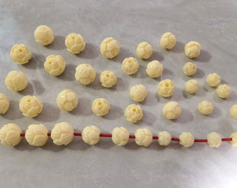 20pcs - 100pcs Composite Resin Coral Lotus Flower Beads ,Ivory Lotus Seeds Beads ,6mm 8mm 10mm Flower Spacer Beads , Healing ,Yoga Jewelry,