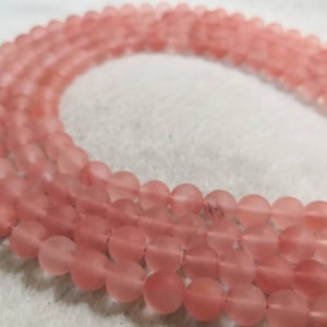 1 Full Strand 6mm 8mm 10mm Cherry Quartz Round Beads ,Matte Round Beads ,Semiprecious stone Beads ,Jewelry Making Beads ,Wholesale,BA-154