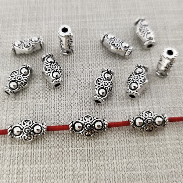 50pcs Tibetan Spacer Beads, Diamond Pattern Bead 6X9mm Double Sided Spacer Beads, Ethnic Style Bracelet Beads Accessories ,Hole 1.5mm BA-615