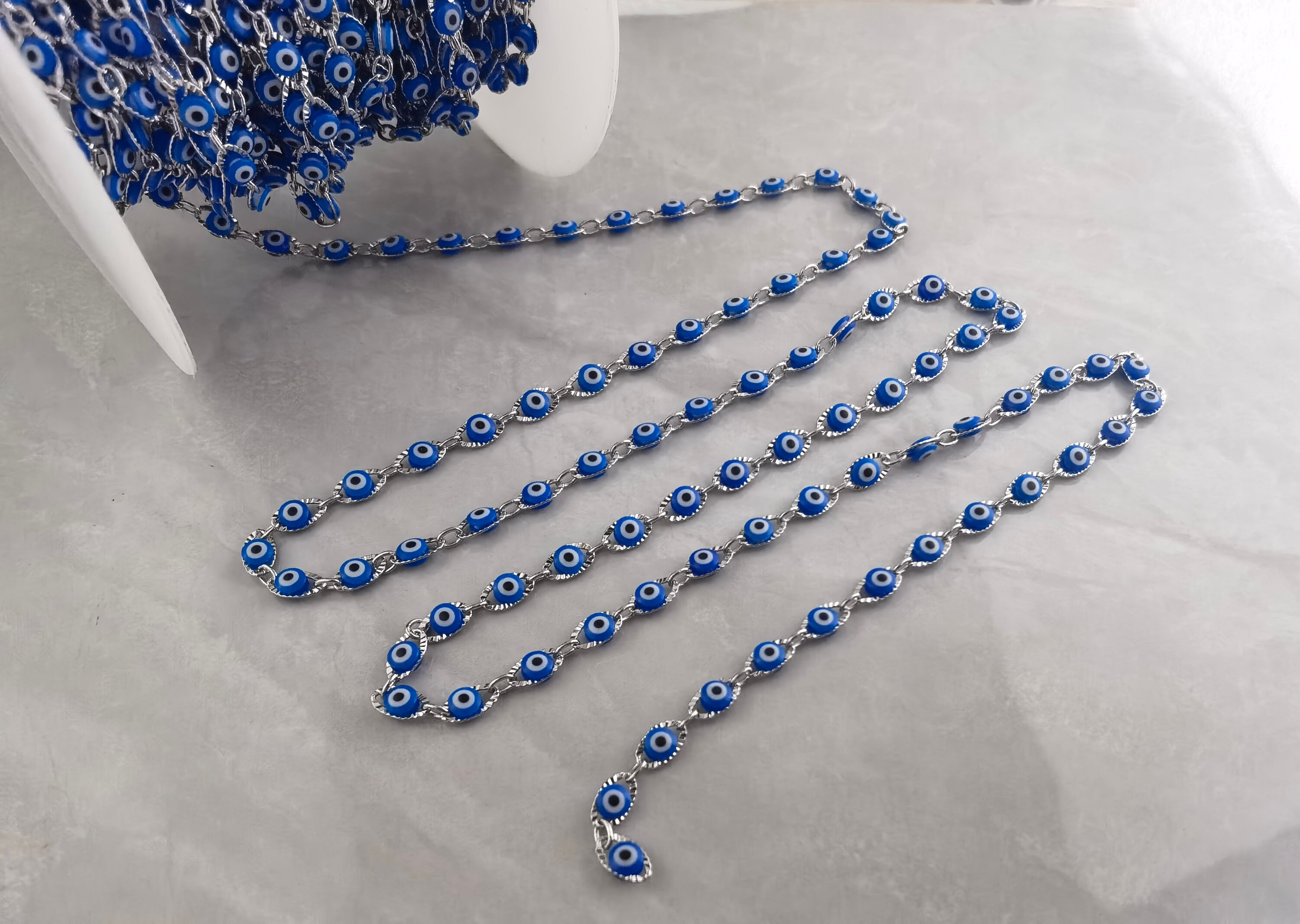 1 10 Meters Gold Silver Plated Evil Eye Chain blue Evil Eye - Etsy Canada
