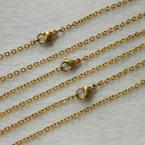 1.8mm Gold Plated Stainless Steel Chain Necklace ,Stainless steel chains ,45cm 50cm For Choose, Jewelry Making Chain, Stainless Necklaces