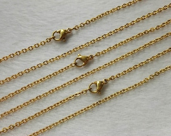1,8mm Vergoldete Edelstahl Kette Halskette,Edelstahl Ketten,45cm 50cm zur Auswahl, Schmuckherstellung Kette, Edelstahl Halsketten