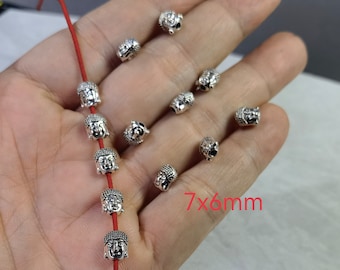7x6mm Antique Silver Buddha Beads ,Buddha Head Beads ,Buddhist Prayer Beads ,Buddhism Bead Yoga Jewelry,20-50pcs Bulk Lot Optional, BA- 1422