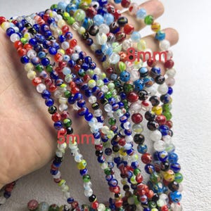 Multicolor Flower Round Beads ,Millefiori Glass Beads ,5mm 8mm Rainbow Glass Round Beads for jewelry making, 14'' full strand ,HA-241 image 3