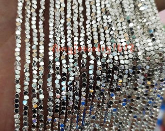 2mm Tiny Diamond Cut Sparkling Beads ,Sparkling -Silver Tone Hematite Spacer Beads ,200pcs Octagon Cube Loose Beads ,Quantity Options AI-569