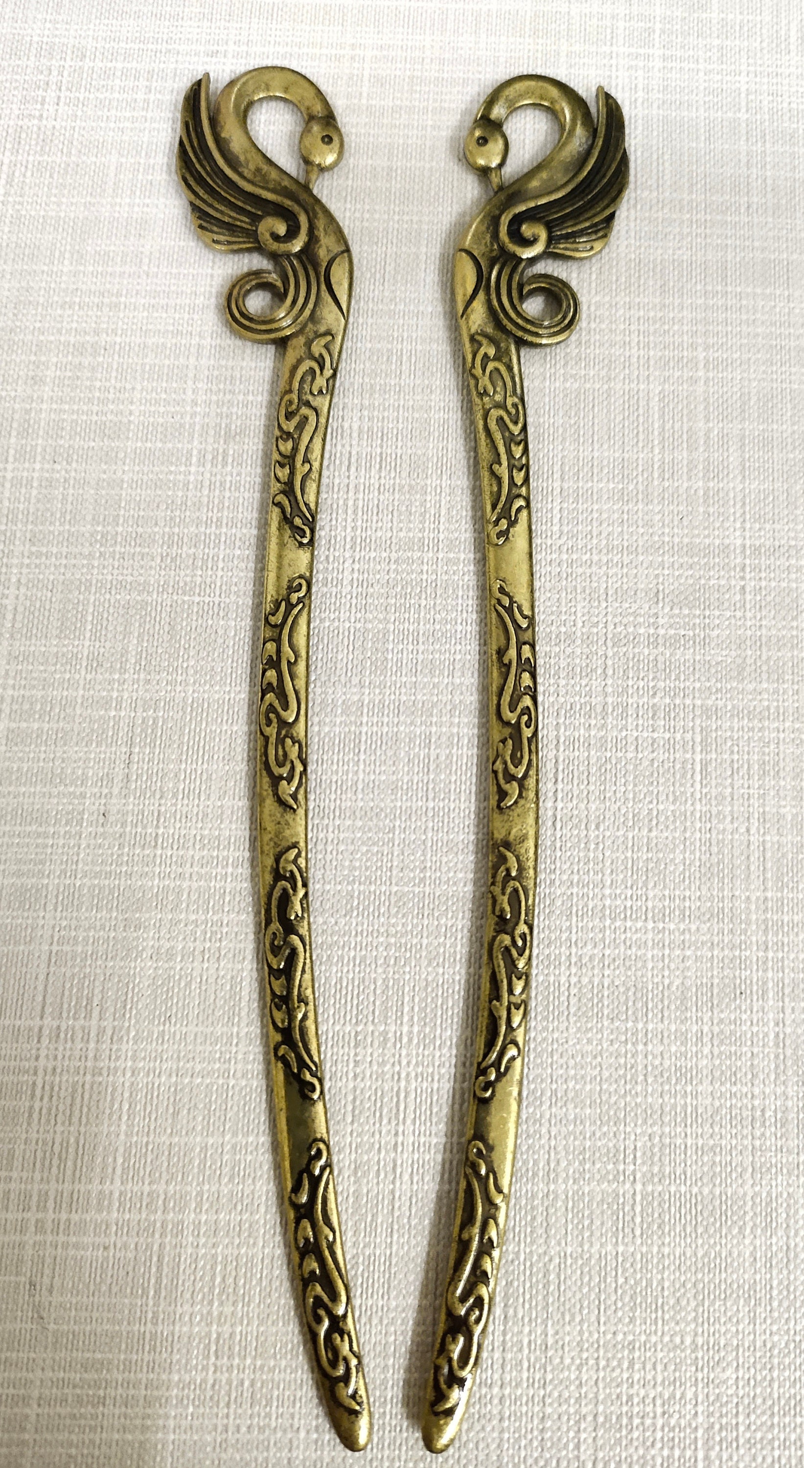 5 Pcs Double Sided Birds Pattern hair Accessories ,antique 