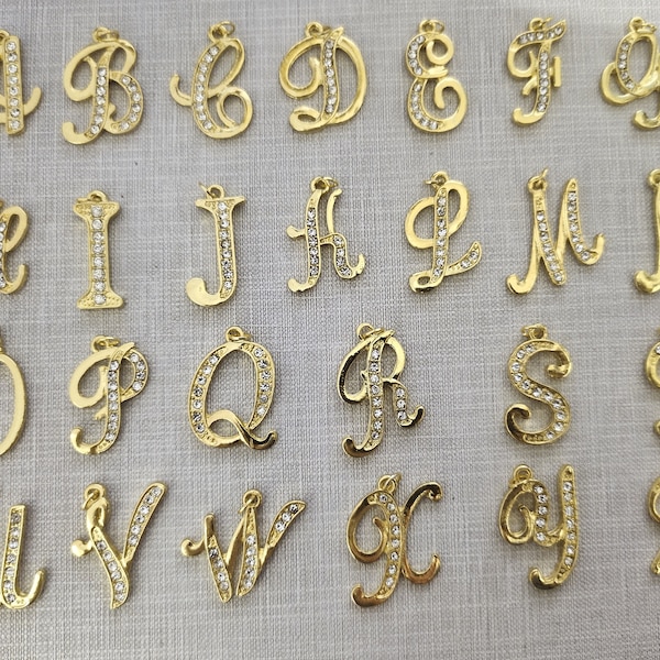 Rhinestone Alphabet Letters Gold Etsy