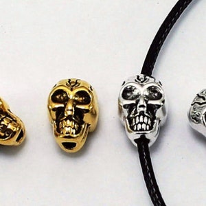 30pcs Antique Silver ,Gold Skull Head Beads ,2 Sided Skull Head Beads ,12x8x9mm Skull Jewelry ,Hole 2mm ,DIY Gothic Theme Jewelry ,BA-597