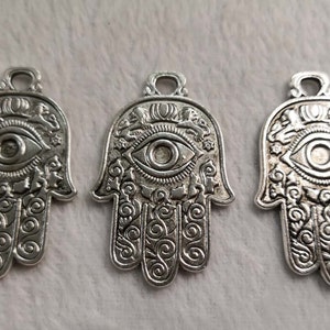 10 pcs Large Hamsa Hand Charms ,31x48mm Fatima Hand Charms , Hamsa Hand Pendants , Evil Eye Pendants , Findings