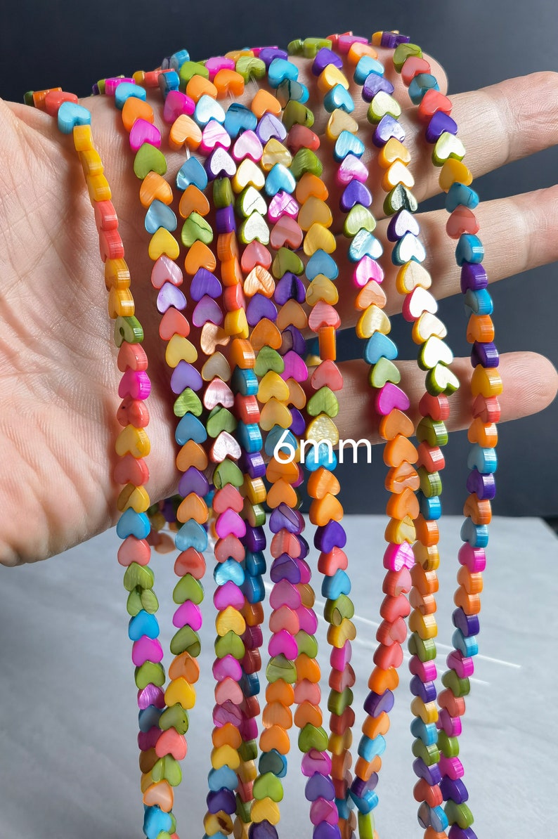 Colorful heart Mother Of Pearl Beads , 6mm 8mm 10mm Dyed Mop Heart Shape Beads , 15 Strand ,Hole 0.8mm , BA 1092 image 4