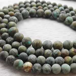 1 Full Strand 6mm 8mm 10mm Matte African Turquoise Beads , Matte Beads , Gemstone Bead , Stone Beads , Jewelry Making Beads , Wholesale