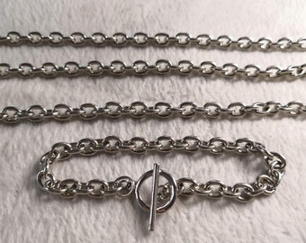 Catena per bracciale in acciaio inossidabile, catena per bracciale con ciondolo da 7,8 pollici, catena per creazione di gioielli, lotto da 5/10 pezzi