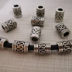 30pcs Tube Spacer Beads ,Cylinder Spacer Beads ,Antique Silver Spacer Beads , 7x10mm Long Silver beads ,Hole 3mm , BA- 934