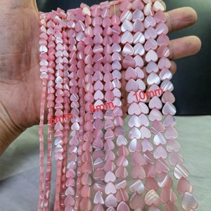Hufeisen Muschel Herzform Perlen, Pink MOP Herz Perlen, 6 mm 8 mm 10 mm gefärbte Muschel Herz Perlen, 15 ”str. Muschel Herz Perlen, BA-1254