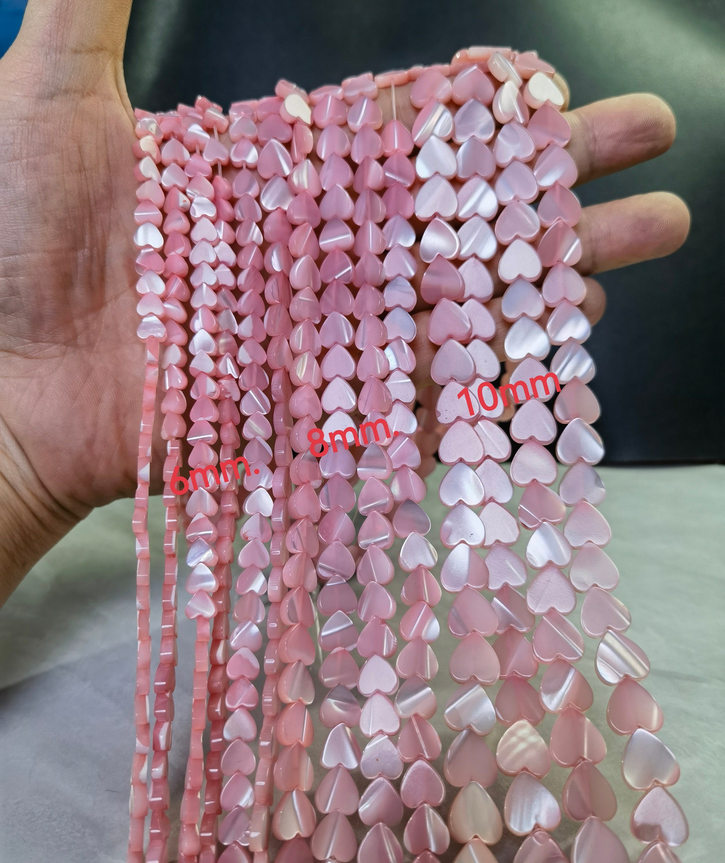 Horseshoe Shell Heart Shape Beads ,pink MOP Heart Beads ,6mm