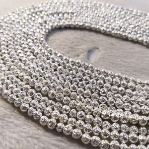 5mm Silver Lava Rock Round Beads , Electroplating lava-rock, Lava Rock Jewelry Beads , Silver Lava Beads ,15’’ full Strand .