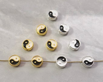 30pcs  Double Sided Enamel Yin Yang Spacer Beads ,3x8mm Eight Diagrams Beads ,Buddhism separated beads ,Tai Chi Spacer Beads ,BA- 865