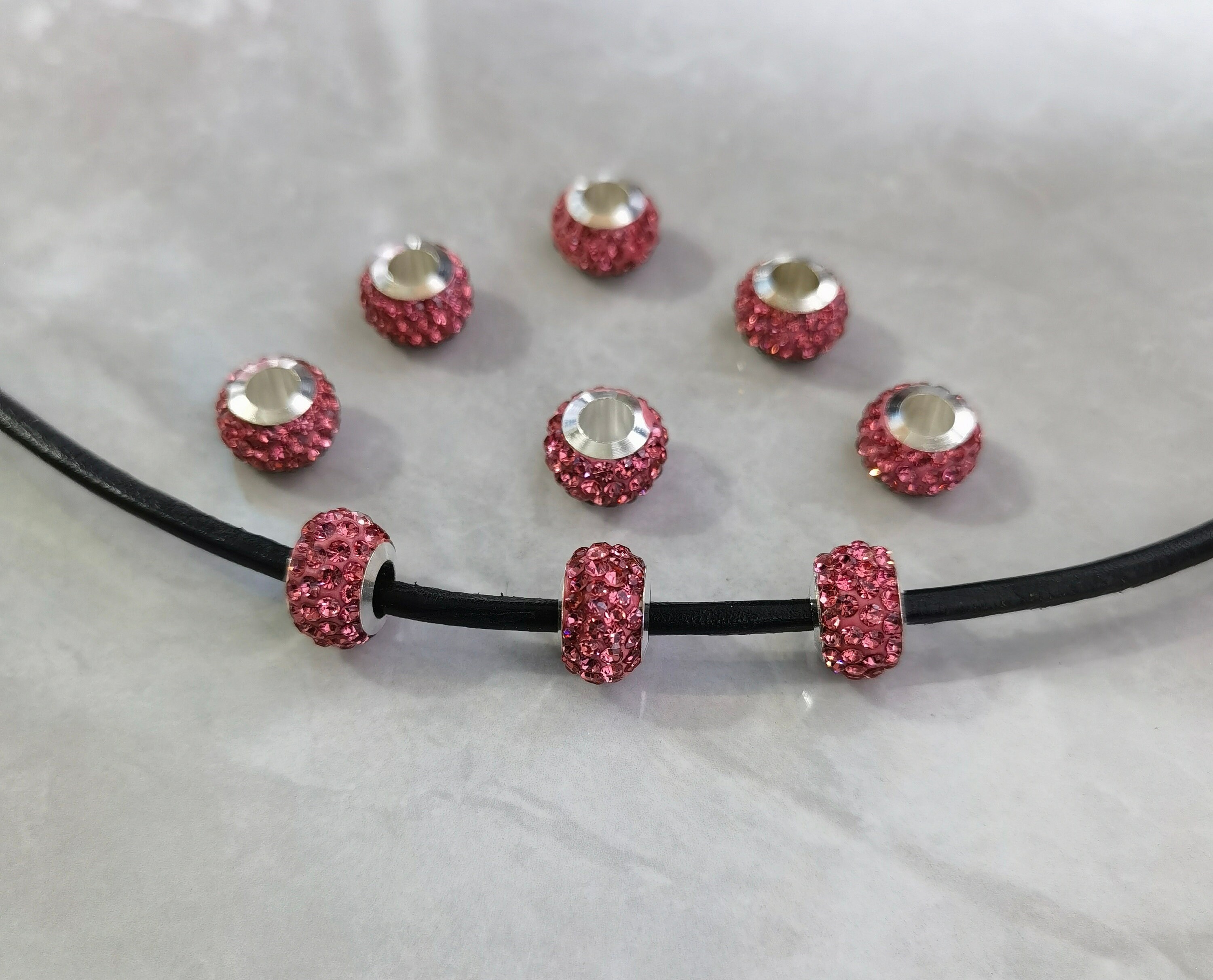 5/10/15Pcs Large Hole European Beads， Round Rhinestone Spacer Beads，for Diy  Bracelet Jewelry Handmade Craft Beads 10mm - Yahoo Shopping