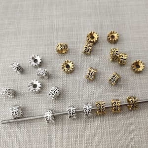 50pcs Antique Silver ,Antique Gold Spacer Beads, Tibetan Style Beads ,6x4.5mm Spacer Beads , BA-705