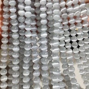 Gray Cat&#39;s Eye Round Loose Beads ,Cat Eye Beads ,6mm 8mm 10mm Smooth Round Semi Precious Stone Beads ,15” Full Strand , BA- 304