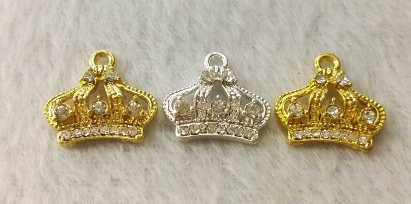 10pcs Rhinestone Crown Charms crown Pendants princess Crown Etsy